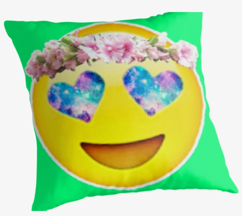 Flower Crown Galaxy Eyes Emoji Throw Pillows By Lucie - Emoji With Flower Crown, transparent png download