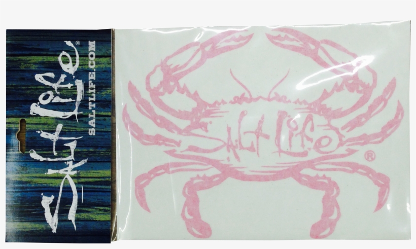 Surf Sticker With Pink Crab And Salt Life Logo - Salt Life Signature Decal - White - Size: Medium -, transparent png download