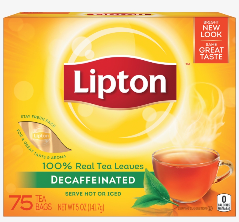 Lipton Black Tea Bags, Decaffeinated 75 Ct, transparent png download