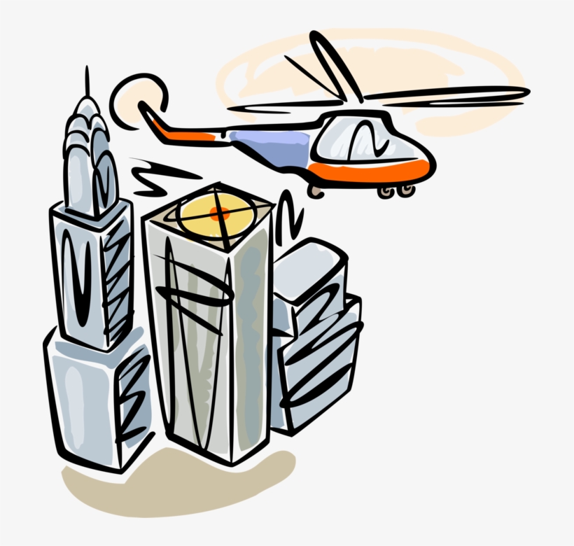 Vector Illustration Of Helicopter Aircraft Flies Over, transparent png download
