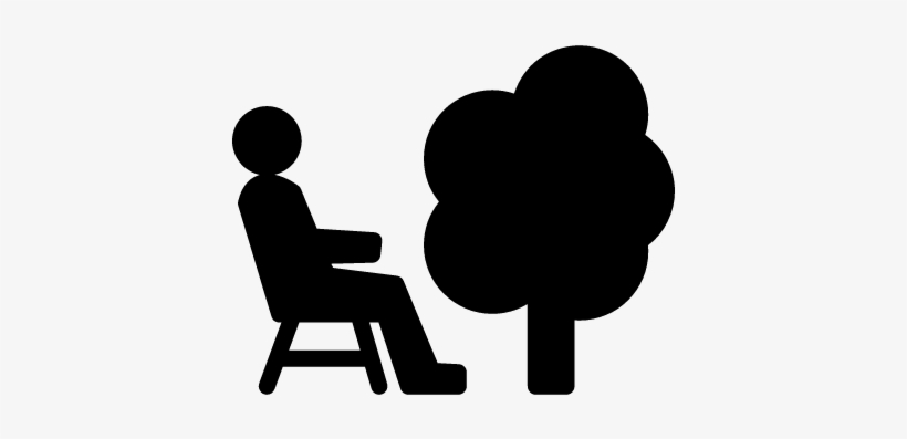 Person Sitting On A Chair Beside A Tree Vector - Sitting Person Outline, transparent png download