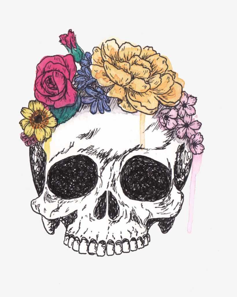 Skull With Flowers Transparent, transparent png download