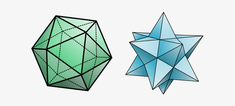 An Icosahedron And A Small Stellated Dodecahedron - Dodecahedron Shape, transparent png download