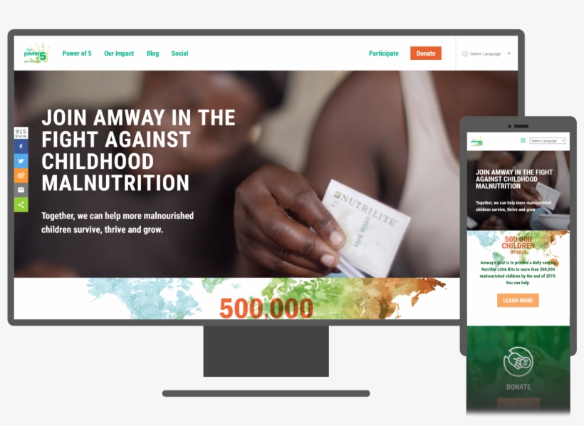 Power Of 5 Website Homepage Mockup - Website, transparent png download