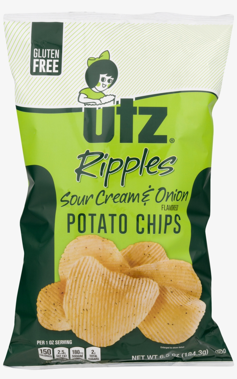 Quality Foods Potato Oz - Utz Sour Cream & Onion Ripples Potato Chips, 8, transparent png download