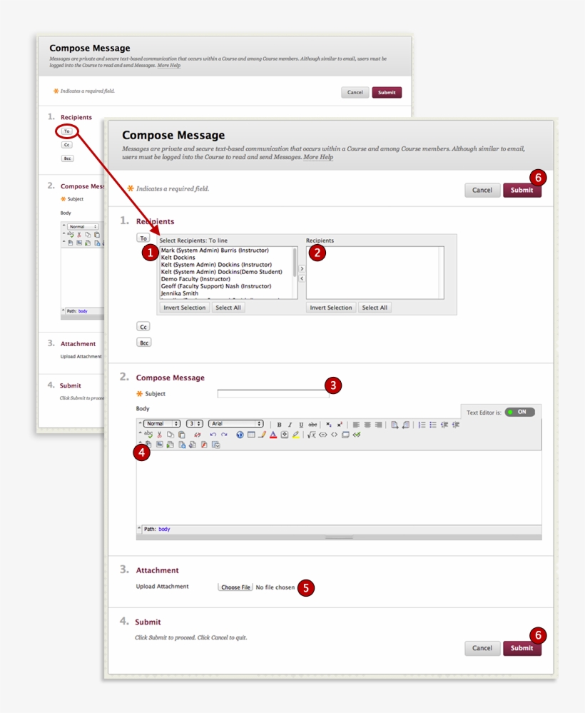 Once On The Compose Message Page - Send A Message On Blackboard, transparent png download