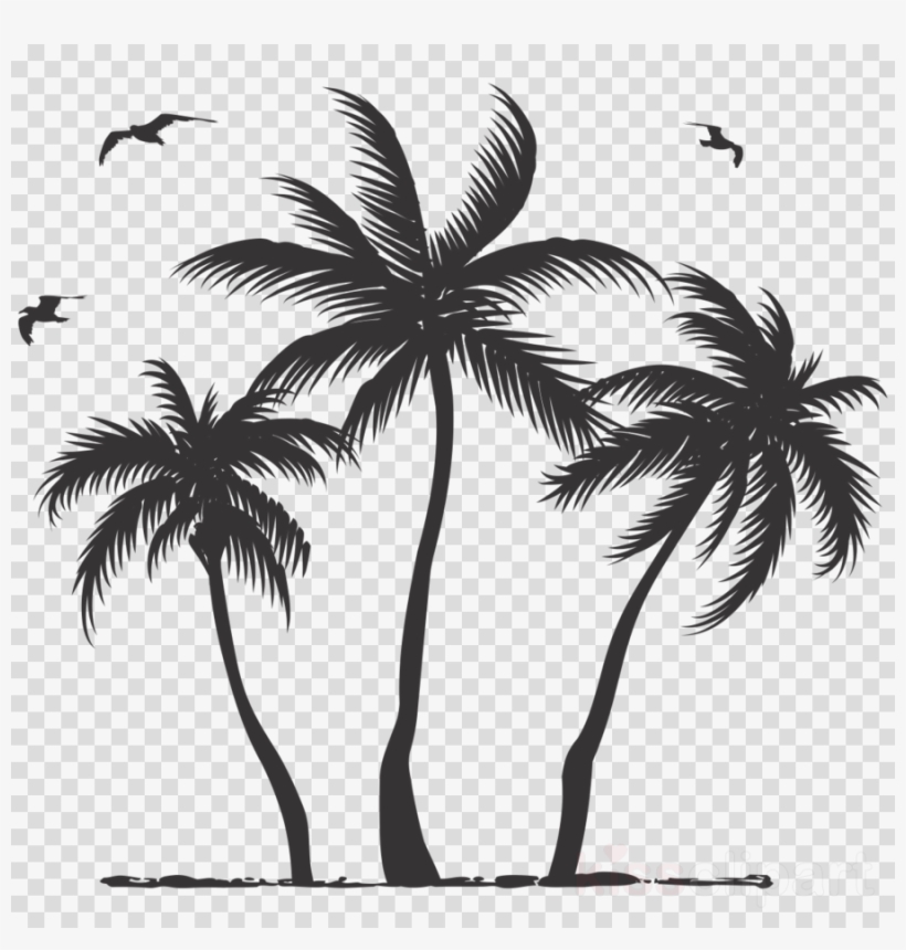 Download Palm Tree Silhouette Clipart Palm Trees Clip - Island Breeze Twin Duvet, transparent png download