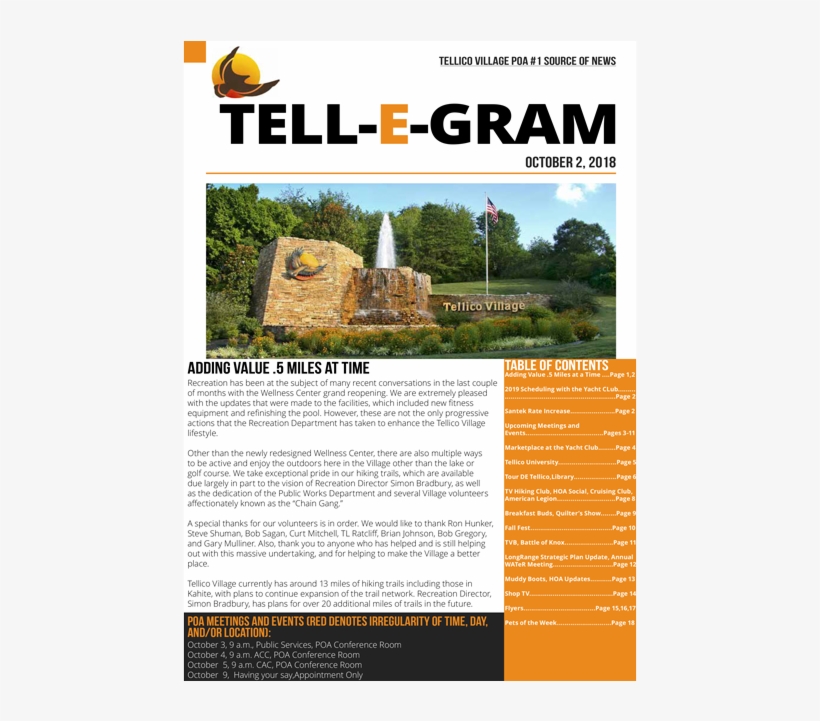 Tell E Gram Is The Newsletter Published By The Tellico - Tree, transparent png download