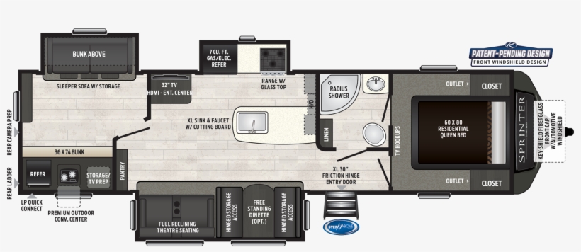Sprinter Limited 325bmk Travel Trailer - Recreational Vehicle, transparent png download
