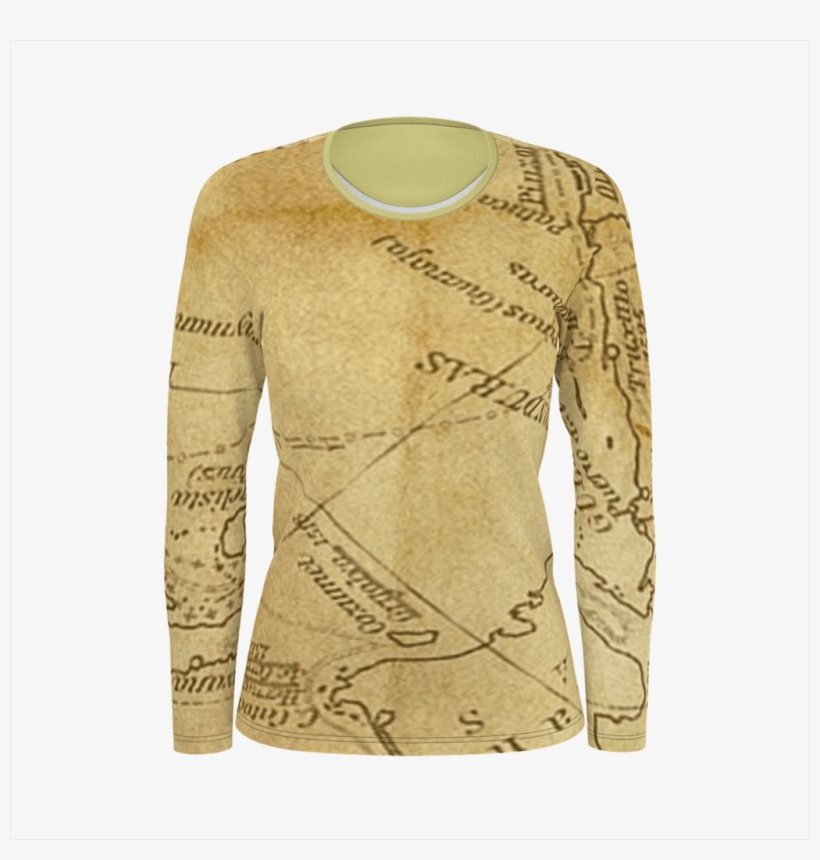 Caracal Antique Map Shirt - Long-sleeved T-shirt, transparent png download