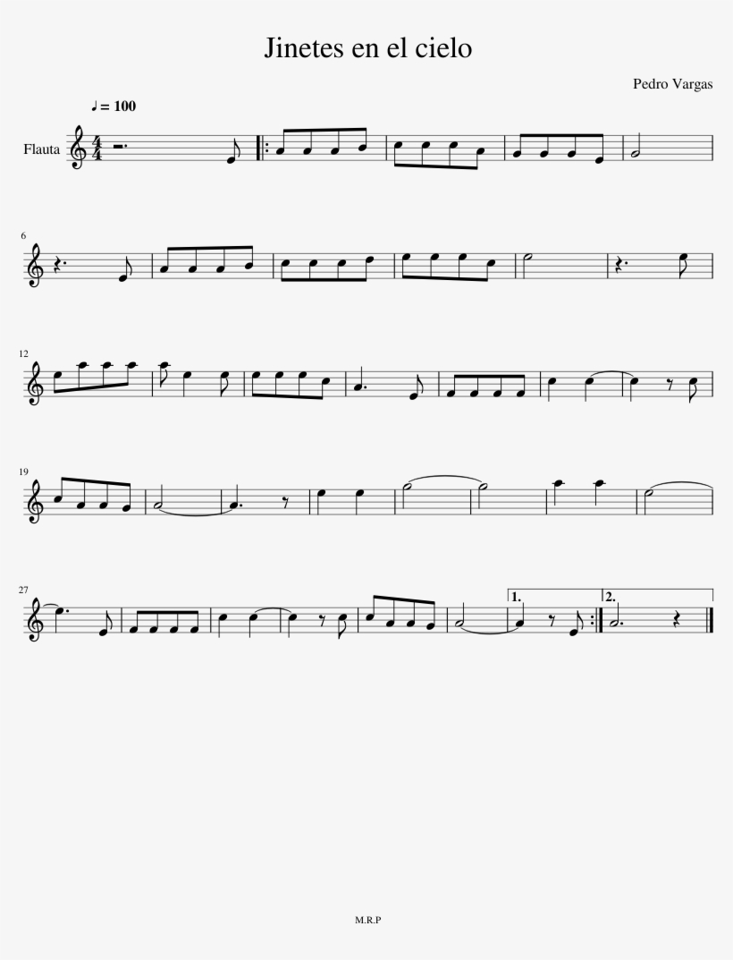 Jinetes En El Cielo Sheet Music For Piano, Flute Download - Herman's Habit Sheet Music, transparent png download