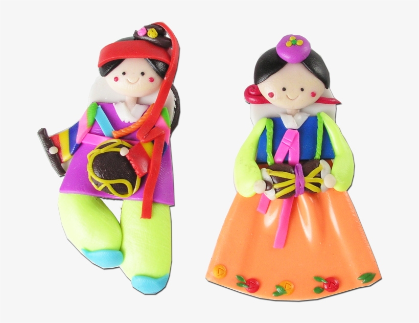 Memo Holder Pair Of 10 Pcs 05 - 10pairs(20pcs) Korean Doll Fridge Magnets Hanbok Couple, transparent png download