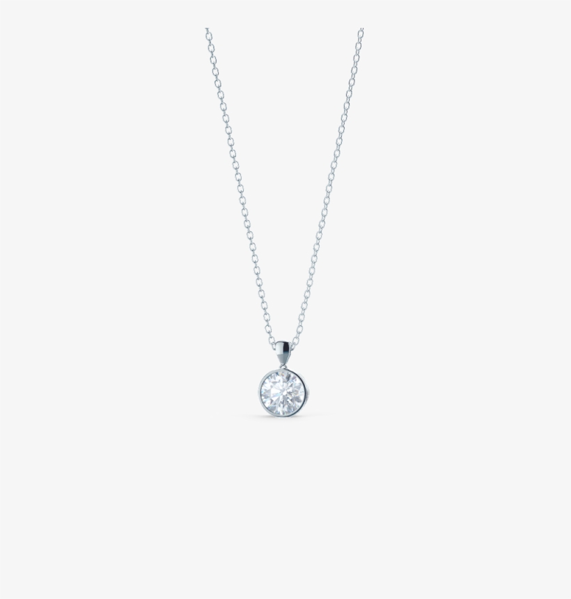 White Gold Lab Diamond Bezel Set Necklace - Necklace, transparent png download