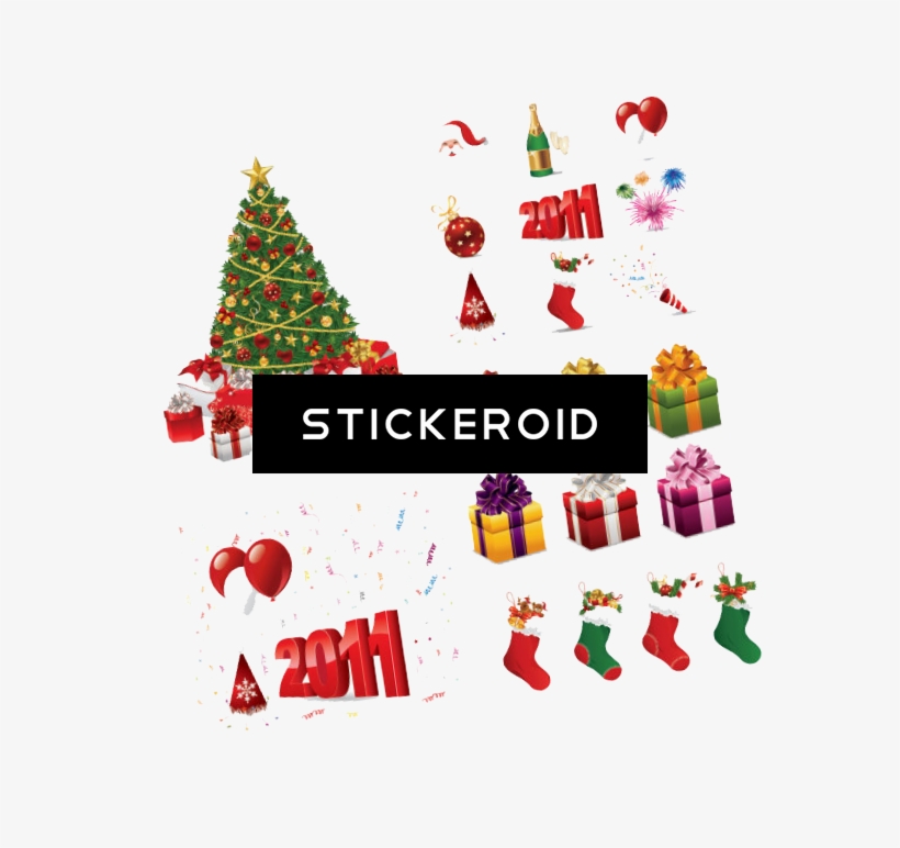 Christmas Elements Hd - Christmas Tree Greeting Card, transparent png download