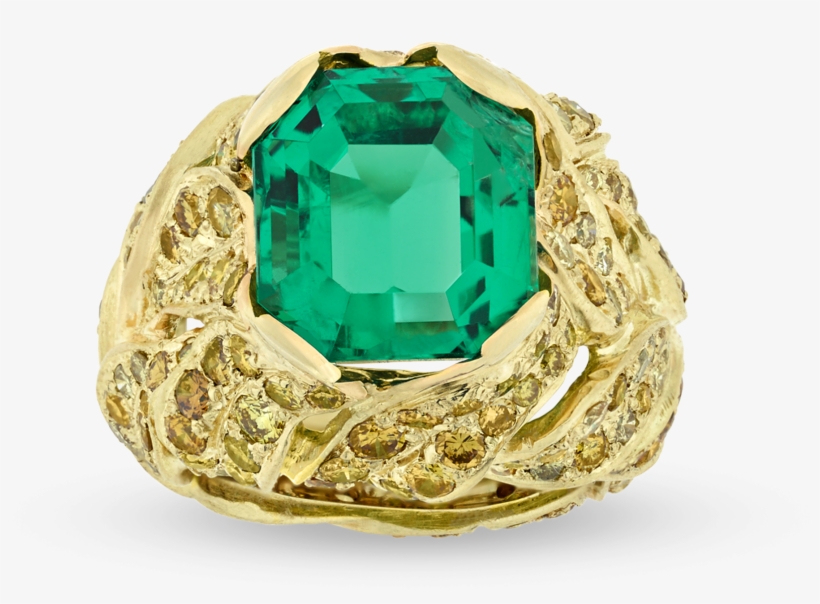 Untreated Colombian Emerald Ring By Fred Leighton, - Emerald, transparent png download