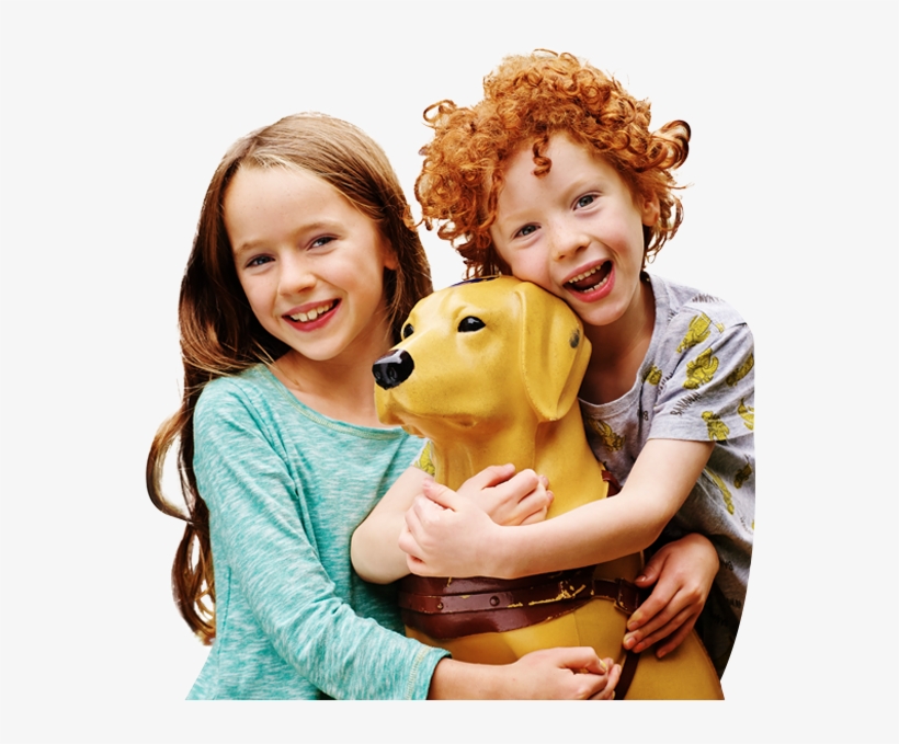 Two Children With A Collection Dog - Host Dogs, transparent png download
