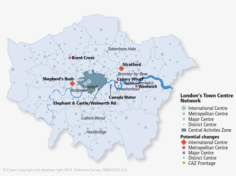 1 Potential Future Changes To The Town Centre Network - London's Lost Rivers Map, transparent png download