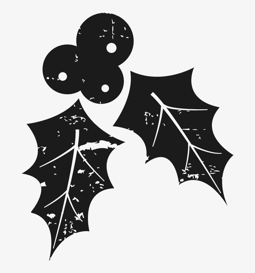 Distressed Holly & Berries Rubber Stamp - Rubber Stamping, transparent png download