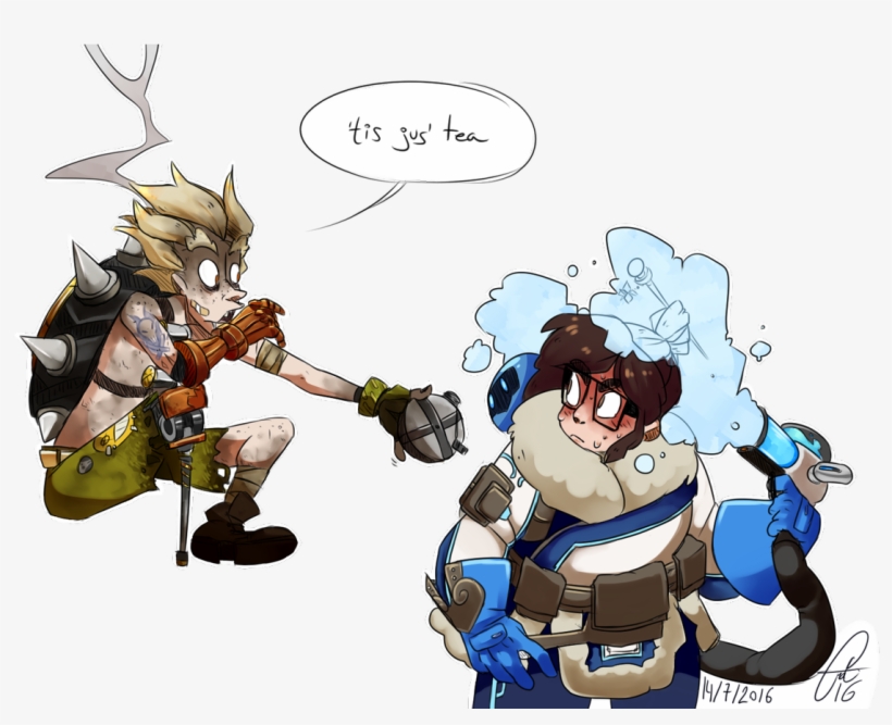 ✨oti✨ @ Hiatus On Twitter - Overwatch Junkrat And Mei, transparent png download