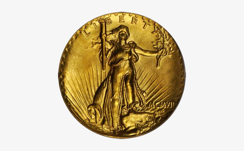 Augustus Saint Gaudens 1907 Uhr Double Eagle Obv Stacksbowers - St Gaudens 20 Gold Coin Ultra High Relief, transparent png download
