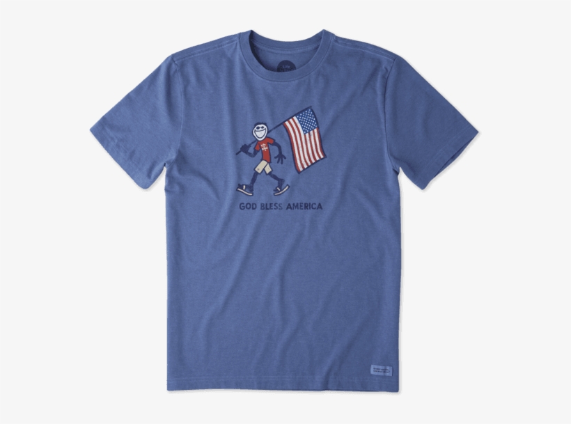 Men's God Bless America Crusher Tee - Life Is Good Patriotic Shirt, transparent png download