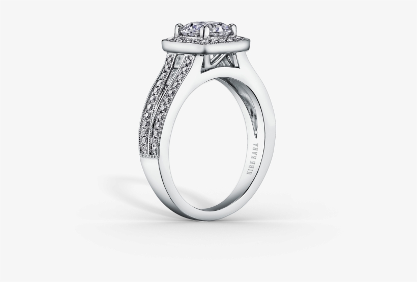 Carmella 18k White Gold Engagement Ring - Kirk Kara Carmella Cushion Halo Diamond Engagement, transparent png download