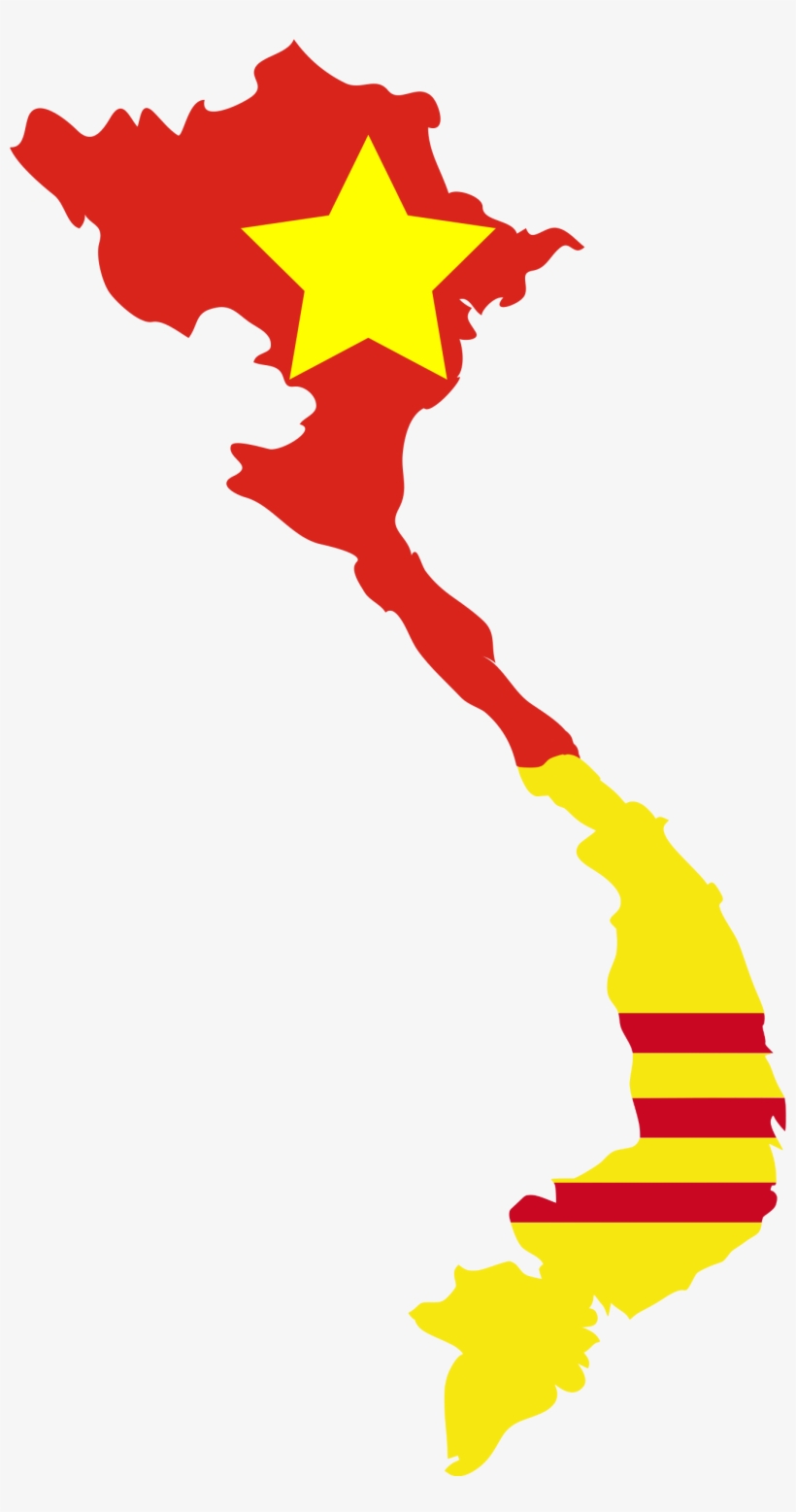 Flag Map Of North & South Vietnam - Vietnam Map, transparent png download
