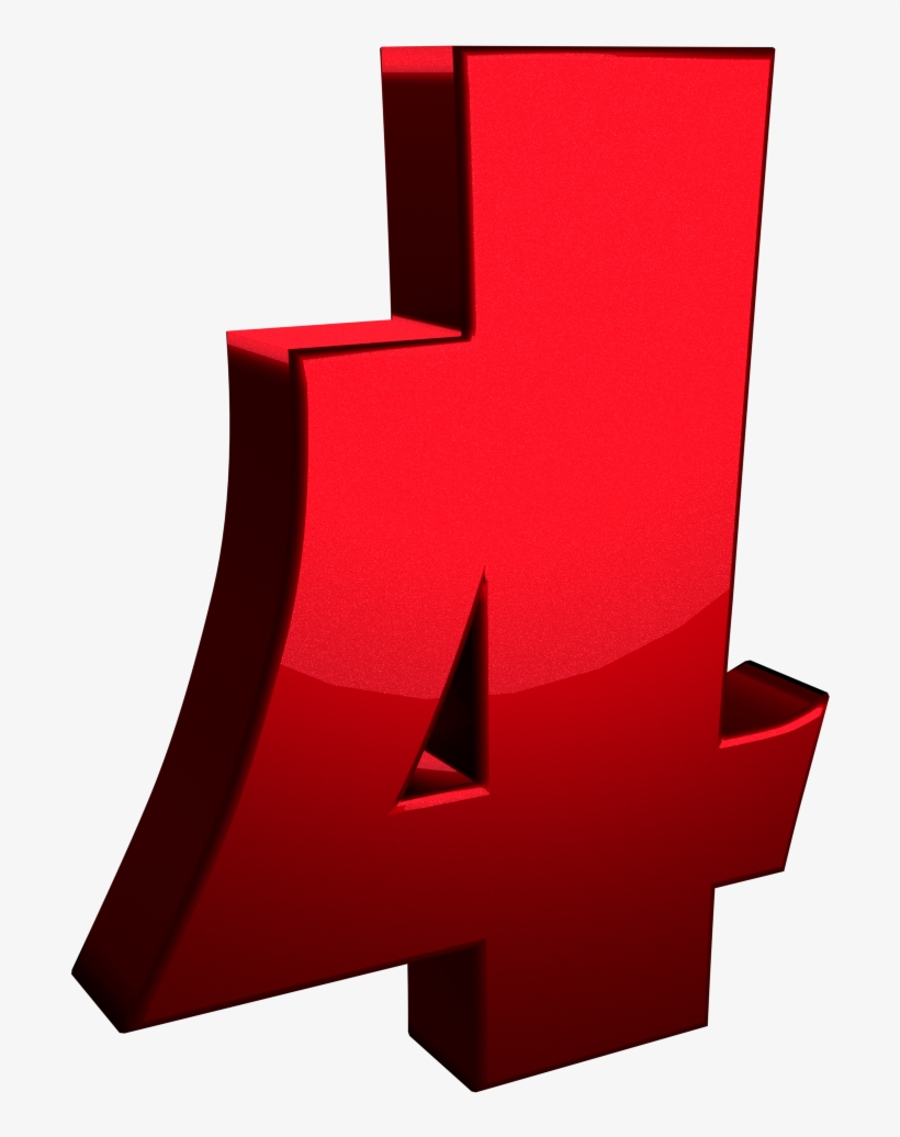 3d Four Number Without Backround - Portable Network Graphics, transparent png download