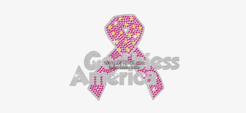 Crystal God Bless America & Pink Ribbon Iron-on Rhinestone - Illustration, transparent png download