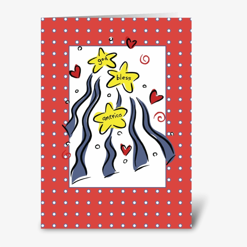 3307 July 4, God Bless America Greeting Card - Celebrate Veterans Day, With Stars And Stripes Card, transparent png download
