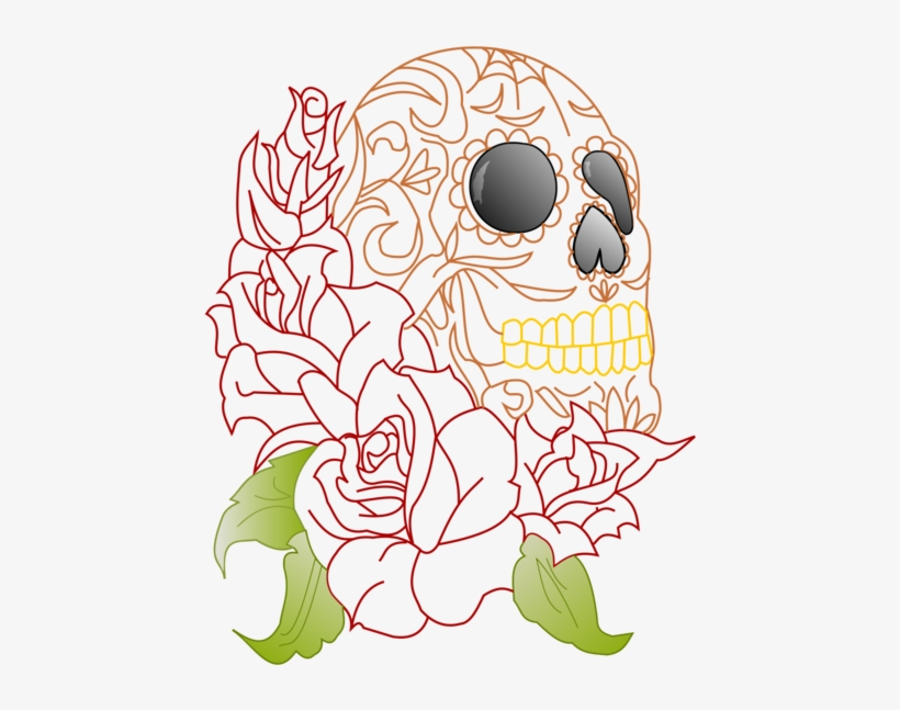 Calavera Human Skull Symbolism Human Skeleton Rose - Roses With Skull Head, transparent png download