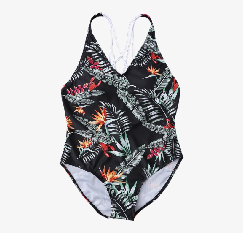 Criss-cross Leaf Print Swimwear - Tomtop V2674us D07 Dlp Projector 16gb Tablet Pc Android, transparent png download