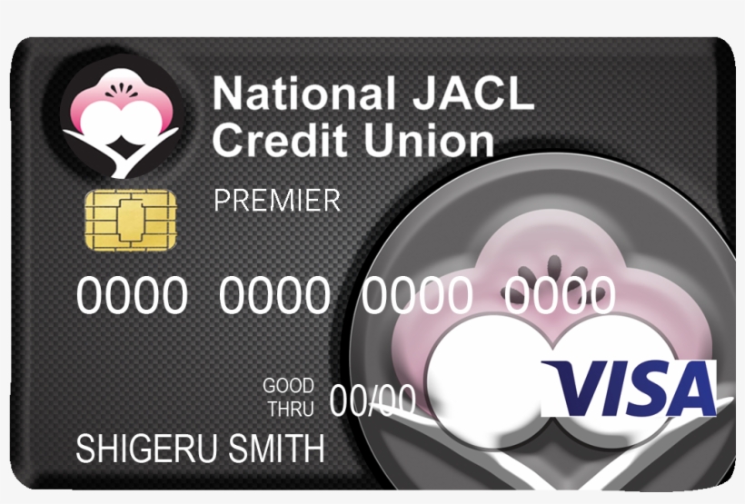 Jacl Credit Union Black Visa Card With Plum Blossum - Visa, transparent png download