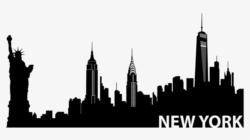 City Skyline Mural - New York Skyline Silhouette Png, transparent png download