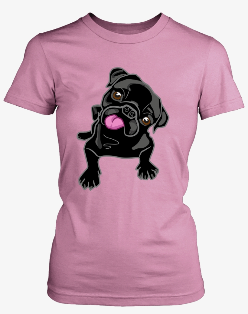 Women's Black Pug Puppy T-shirt - Limited Edition - Wine & Cat, transparent png download