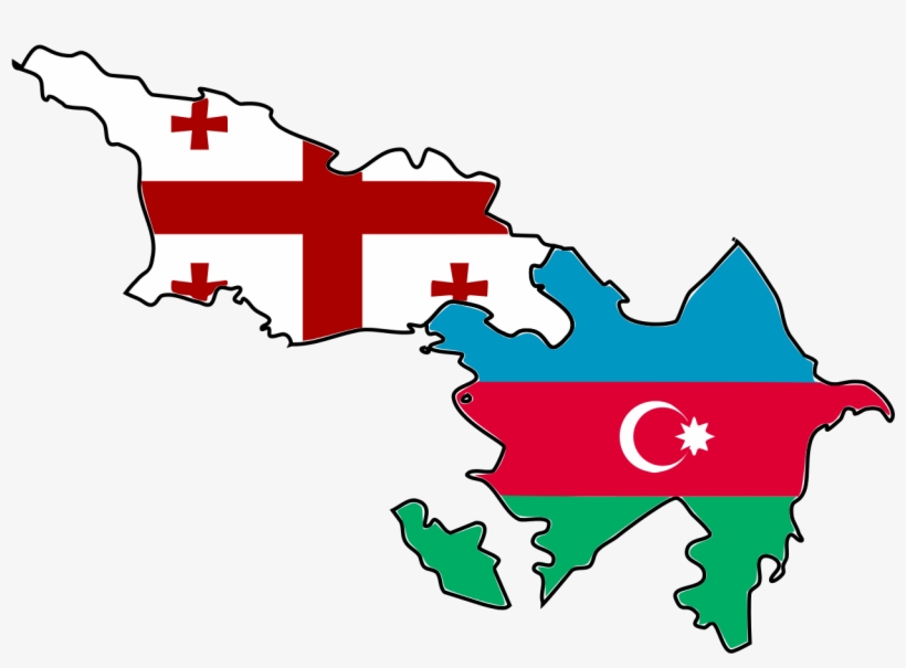 Azerbaijan And Georgia Flag Map - Georgia And Azerbaijan Flag, transparent png download