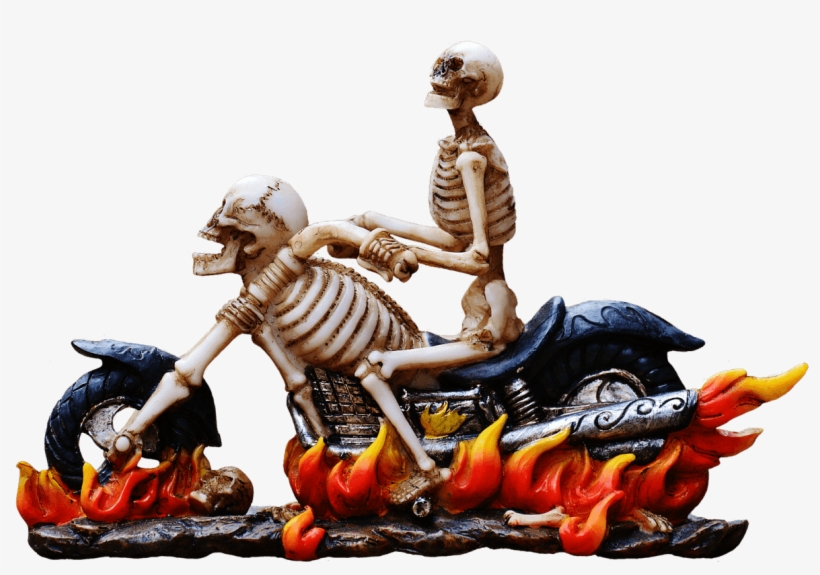 Bullet Baba History Or Om Banna Story - Skeleton On Fire On A Motorbike, transparent png download