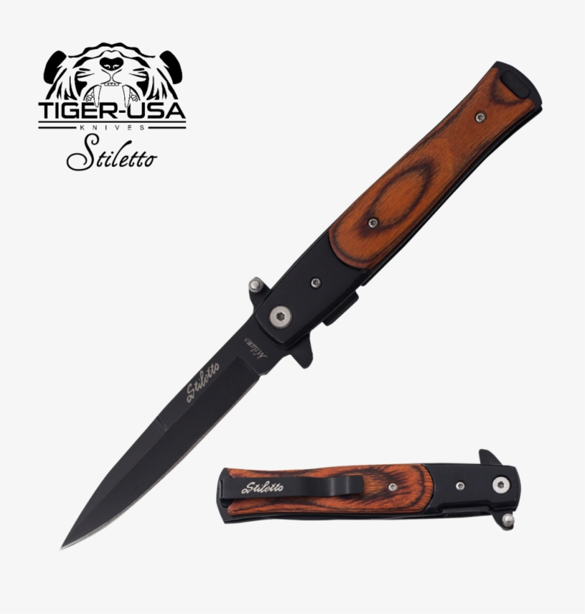 Stiletto Knives Luxury 9 Inch Godfather Stiletto Style - Stiletto Folding Knife, transparent png download