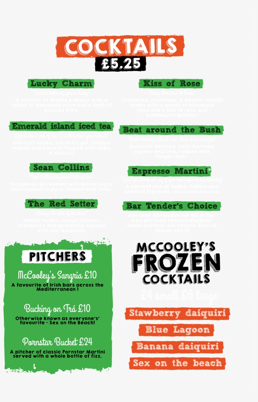 Breakfast Menu - Mccooley's, transparent png download