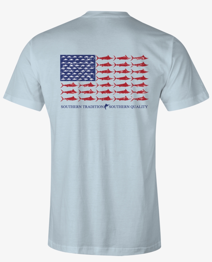 Red White & Blue Marlin - Long-sleeved T-shirt, transparent png download