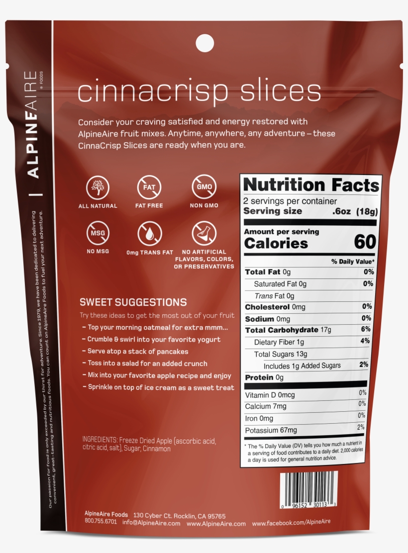 Alpineaire Cinnacrisp Slices - Alpine Aire Foods 30121 Strawberry Bliss, transparent png download