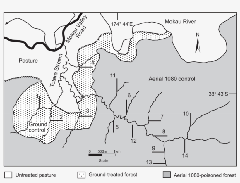 The Mokau Possum -control Blocks At Totara Stream, - Diagram, transparent png download