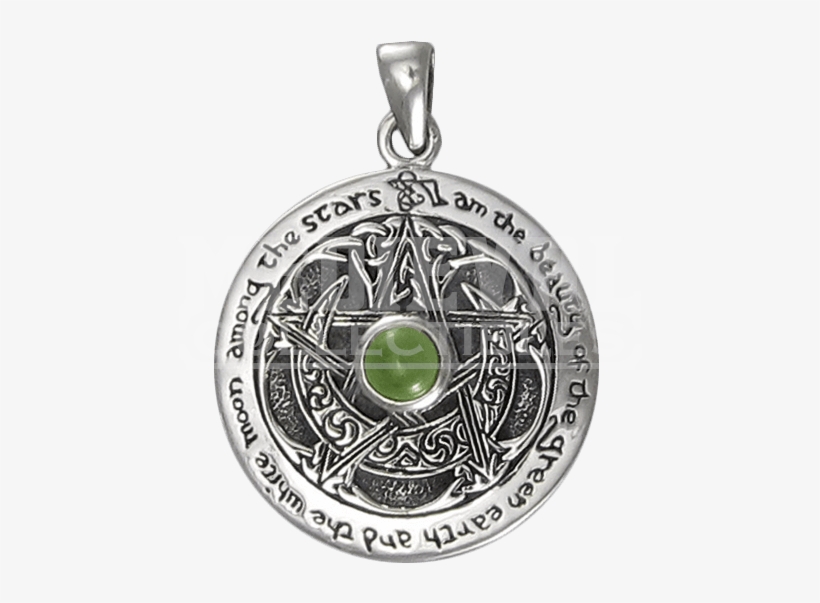 Inscribed Silver Crescent Moon Pentacle Pendant With, transparent png download