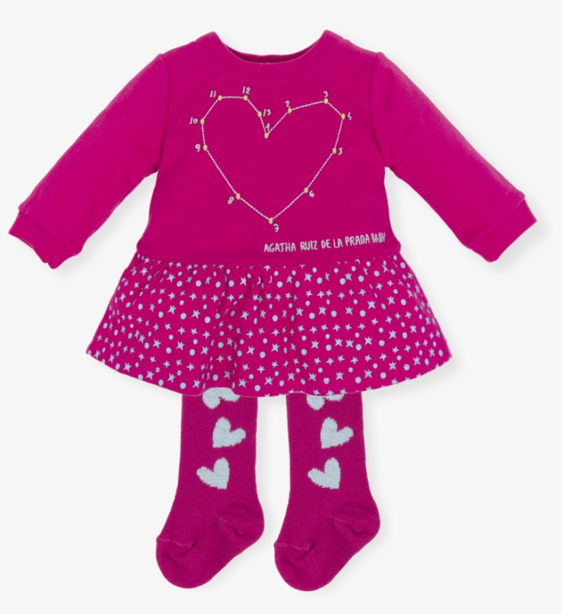 Agatha Ruiz De La Prada Pink Star Dress And Tights - Dress, transparent png download