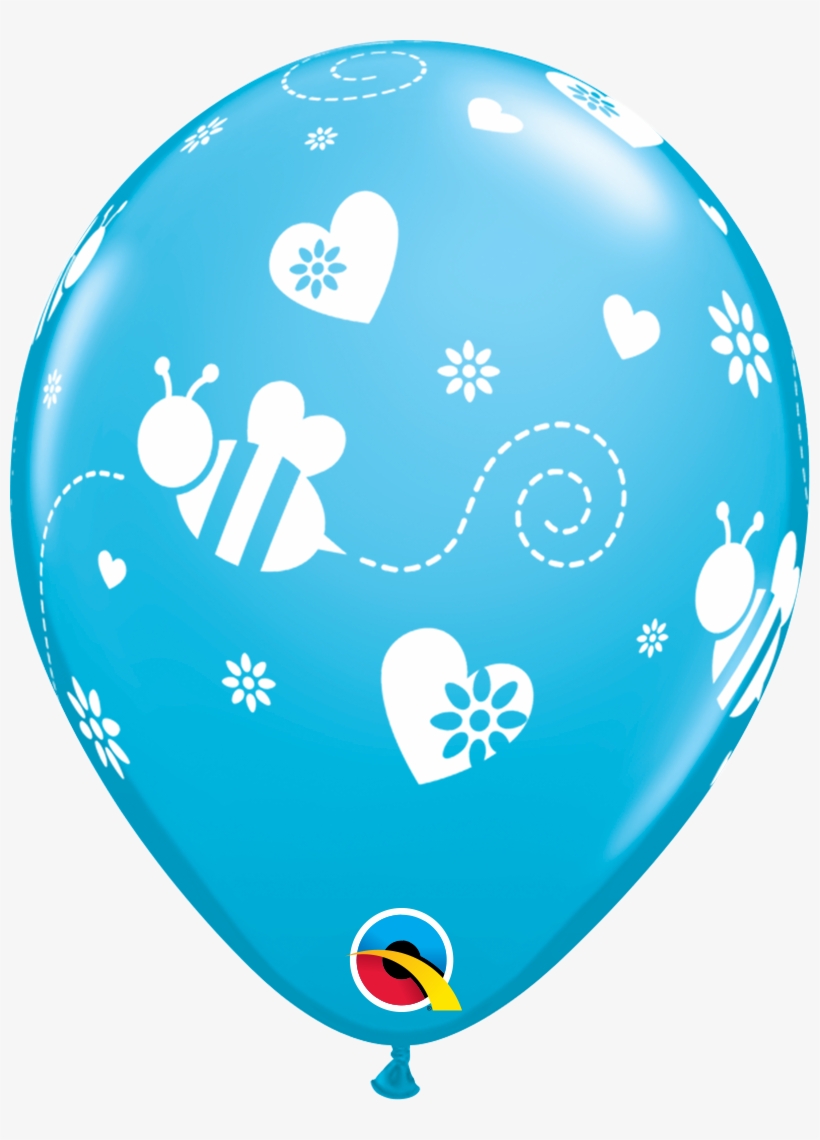 11" Round Latex Tropical Assortment Flying Bees & Hearts - 16 Sparkle Blue - 11 Inch Balloons 25pcs, transparent png download