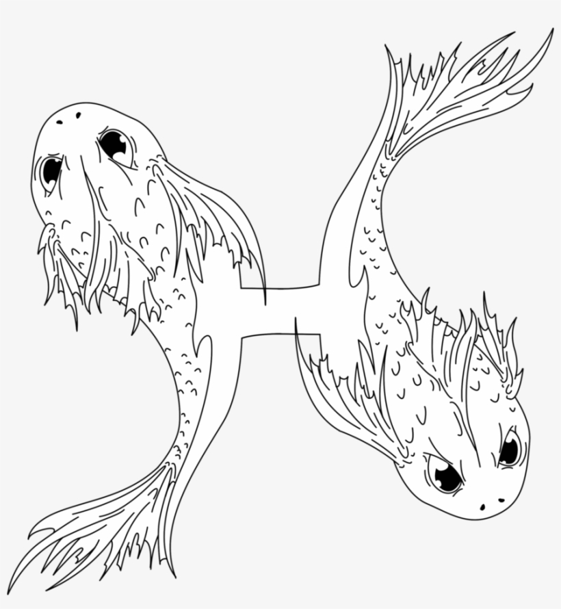 Zodiac Pisces Line Art Tattoo Design - Pisces Line Art, transparent png download