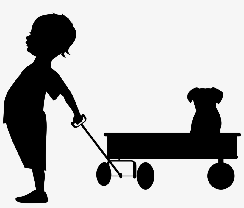 This Free Icons Png Design Of Child Pulling Wagon Silhouette, transparent png download
