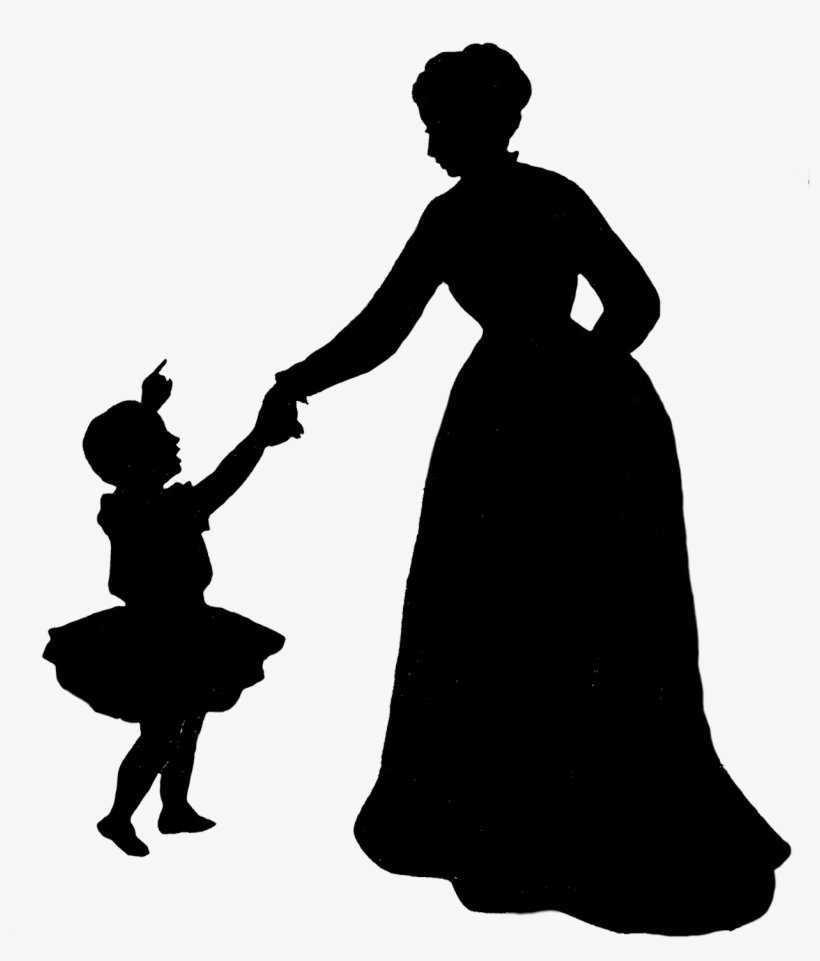 Silhouette Of Mother And Child - Victorian People Silhouette, transparent png download