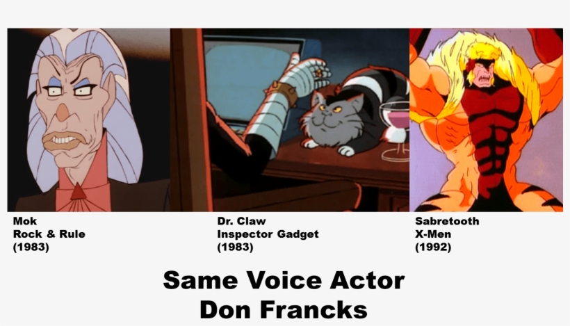 Don Francks Mok From Rock Rule Dr Claw Inspector Gadget - Sabertooth X Men Cartoon, transparent png download