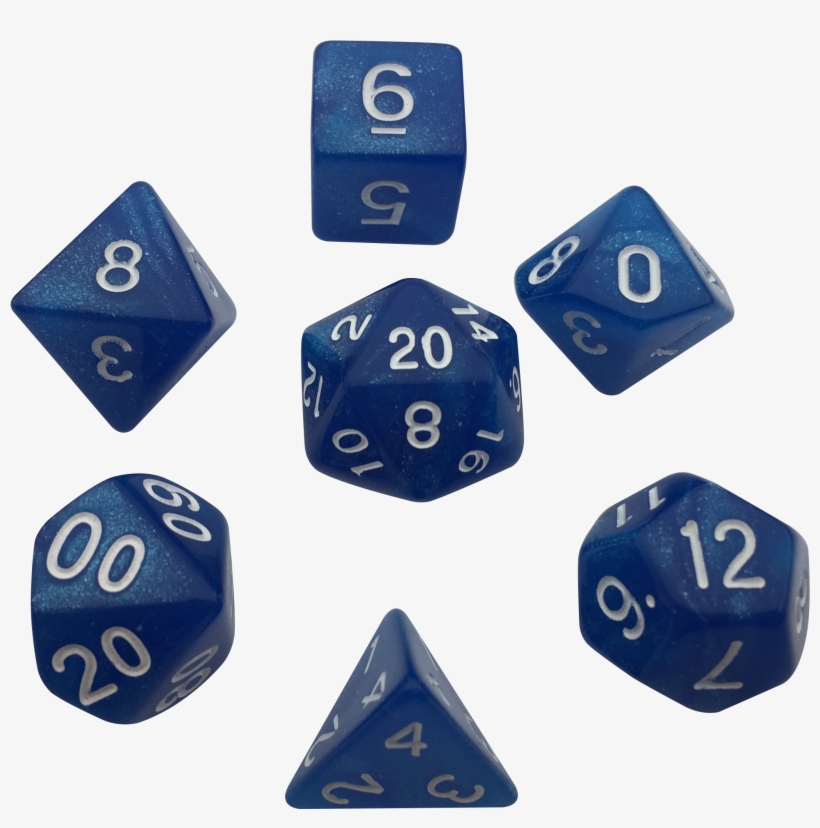Dice Set Png Svg Freeuse Stock - Blue Marbled Glitter - Pack Of 7 Polyhedral Dice (7, transparent png download